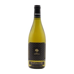 Bottle of Verdicchio di Matelica Riserva - Grappoli D’Oro, showcasing golden hues and elegant design.