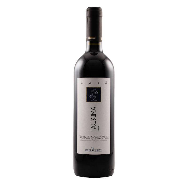 A bottle of Lacrima di Morro d’Alba DOC 2021 by Luigi Giusti.