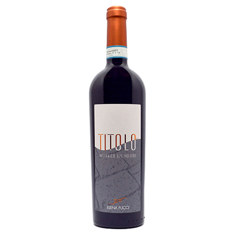 A bottle of Aglianico del Vulture Titolo, highlighting its elegance and refinement.