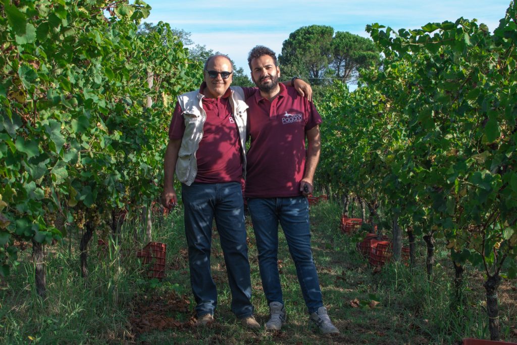 Antonio and Angelo Pagano in the vineyard, continuing the legacy of Fattoria Pagano.