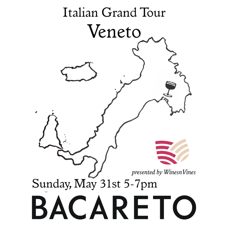 Italian Wine Tasting Event Poster – Veneto Wines Selection at Bacareto Cardiff