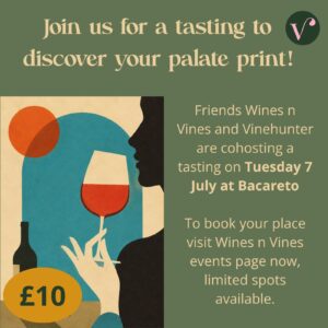 Discover Your Palate Print wine tasting at Bacareto with Wines n Vines and VineHunter.
